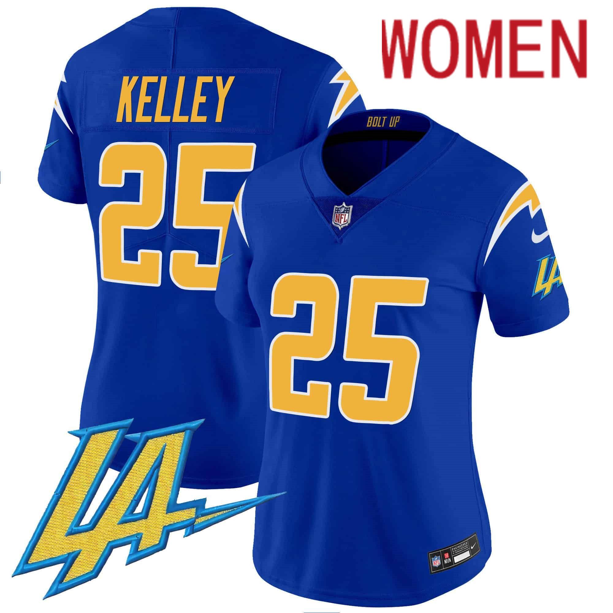 Women Los Angeles Chargers 25 Kelley Blue 2024 Nike Vapor Limited NFL Jersey